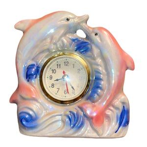 Vintage Dolphin Lusterware clock Japan 1980’s 1990’s